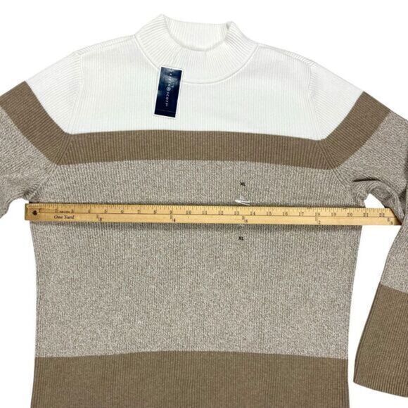 Karen Scott Womens Sweater Size XL Brown White Mock Neck Casual‎ Pullover New - Picture 10 of 16